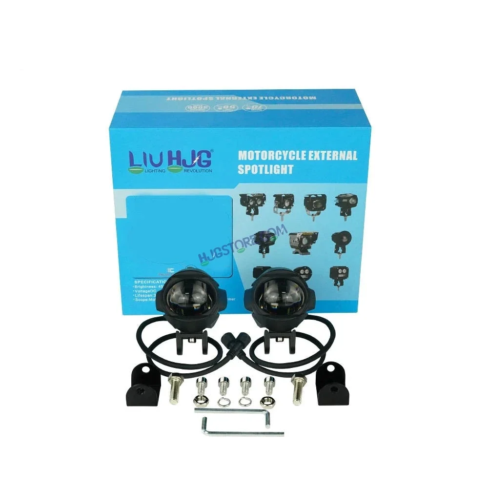 HJG 120W Large Size Alien Projector Foglight 120W with Wide Spread White/Yellow/Warm White Light 120W 2pc Foglight Ultra Wide Dual Intensity LED Driving Fog Lights 3000K/4300K/6500K Universal For All Cars & Bikes LIU HJG Large Alien 1 Foglight, Pack of 2