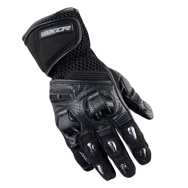 Axor Gator Riding Gloves Black Full Gauntlet Touch Screen Compatable